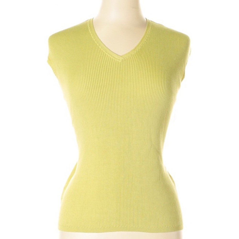 Chartreuse Silk & Cotton Sleeveless Top